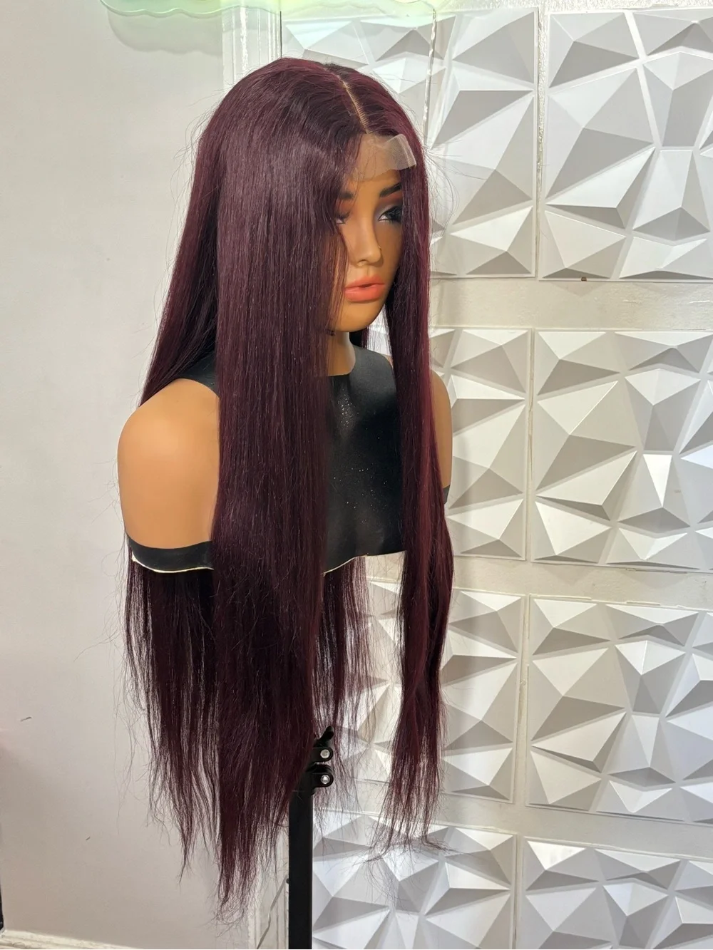 30 Inch 99J Burgundy Straight Blend Wig – 2x6 Lace Closure